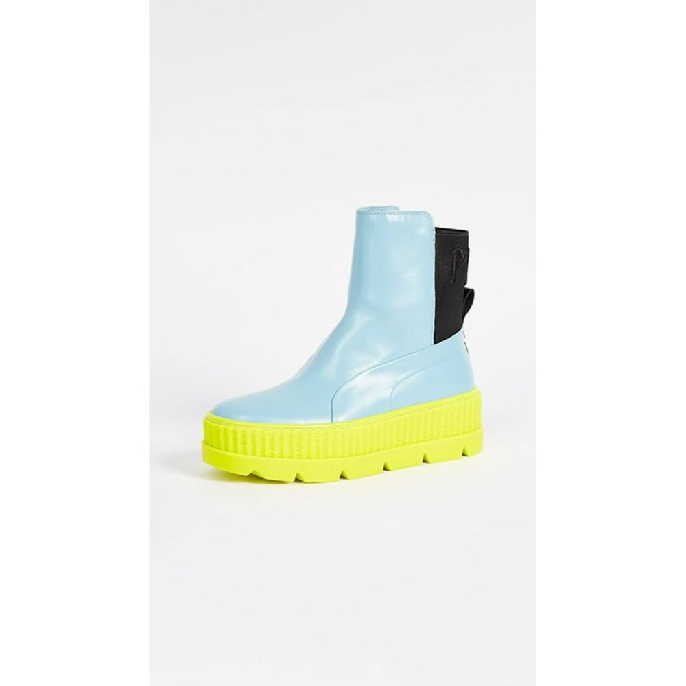 Puma Women's Fenty X Chelsea Sneaker Boot - Blue / Black / Limeade Leather
